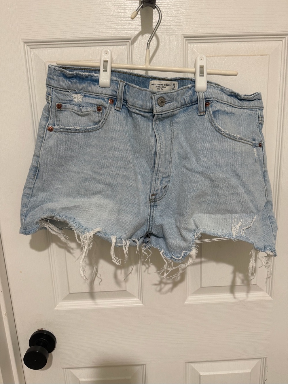 Abercrombie & Fitch Light Blue Frayed Denim Cutoff Shorts